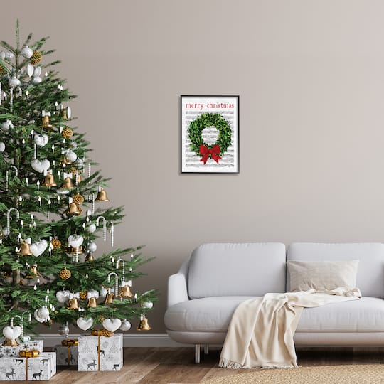 Stupell Industries Merry Christmas Song Wreath Framed Giclee Art